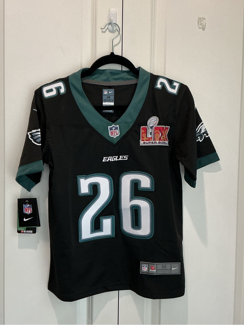 NFL Philadelphia Eagles #26 Black Teal Football Jersey Super Bowl LIX Medium